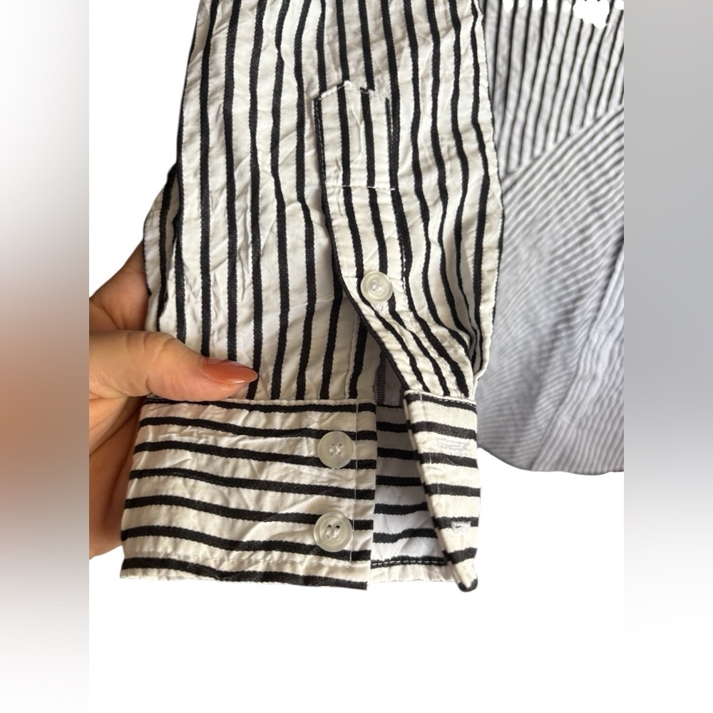 Finley Alex Black and White Striped Shirt Dress sz M cotton mix preloved - Picture 6 of 8